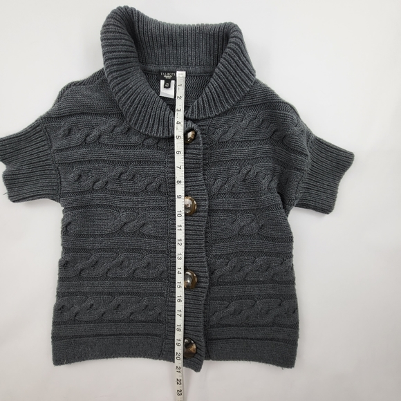 Talbots Women's Petite SP Gray Cable Knit Large Button Collard Cardigan Sweater - Picture 5 of 8